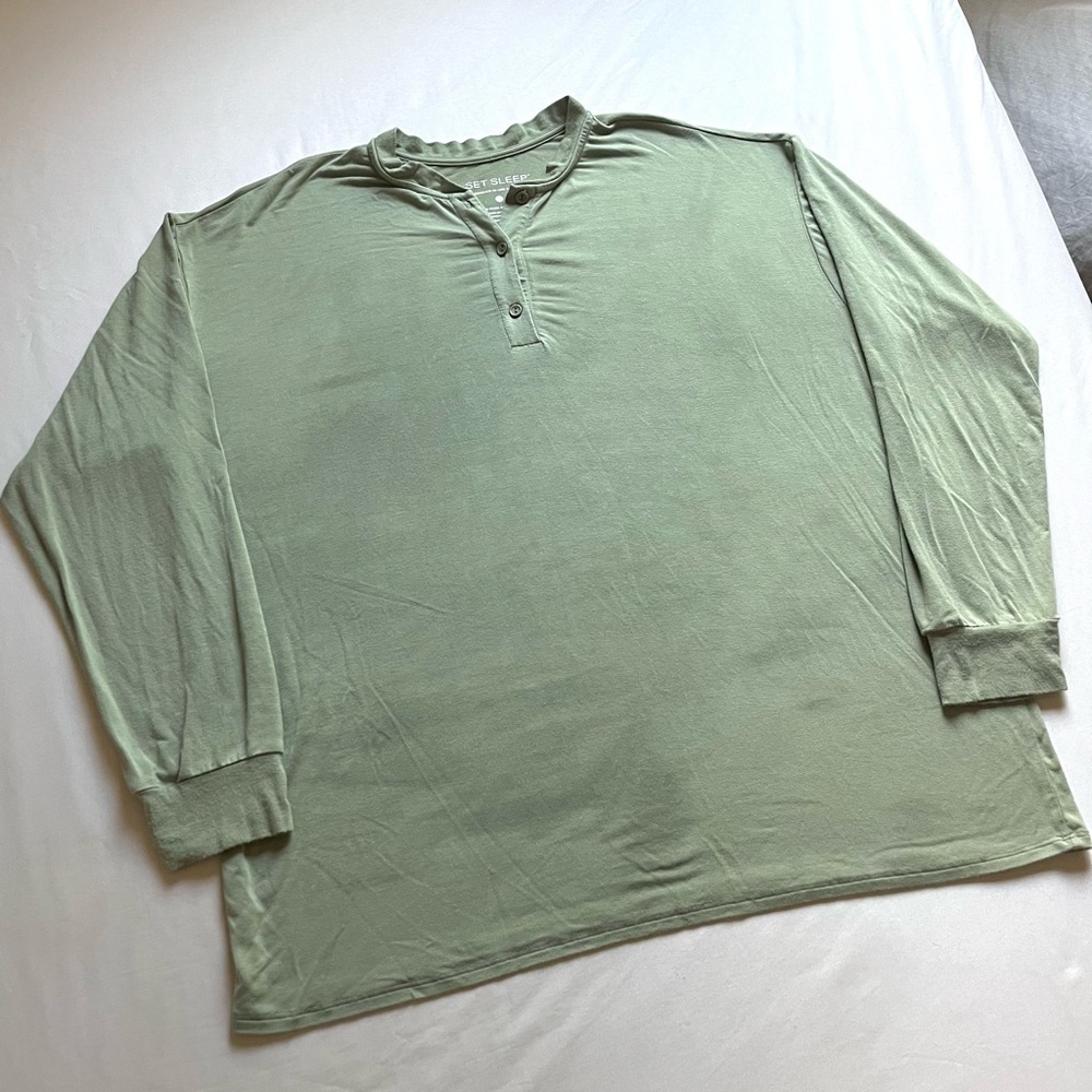 SET SLEEP sage green long sleeve polo knit sleeve tshirt top